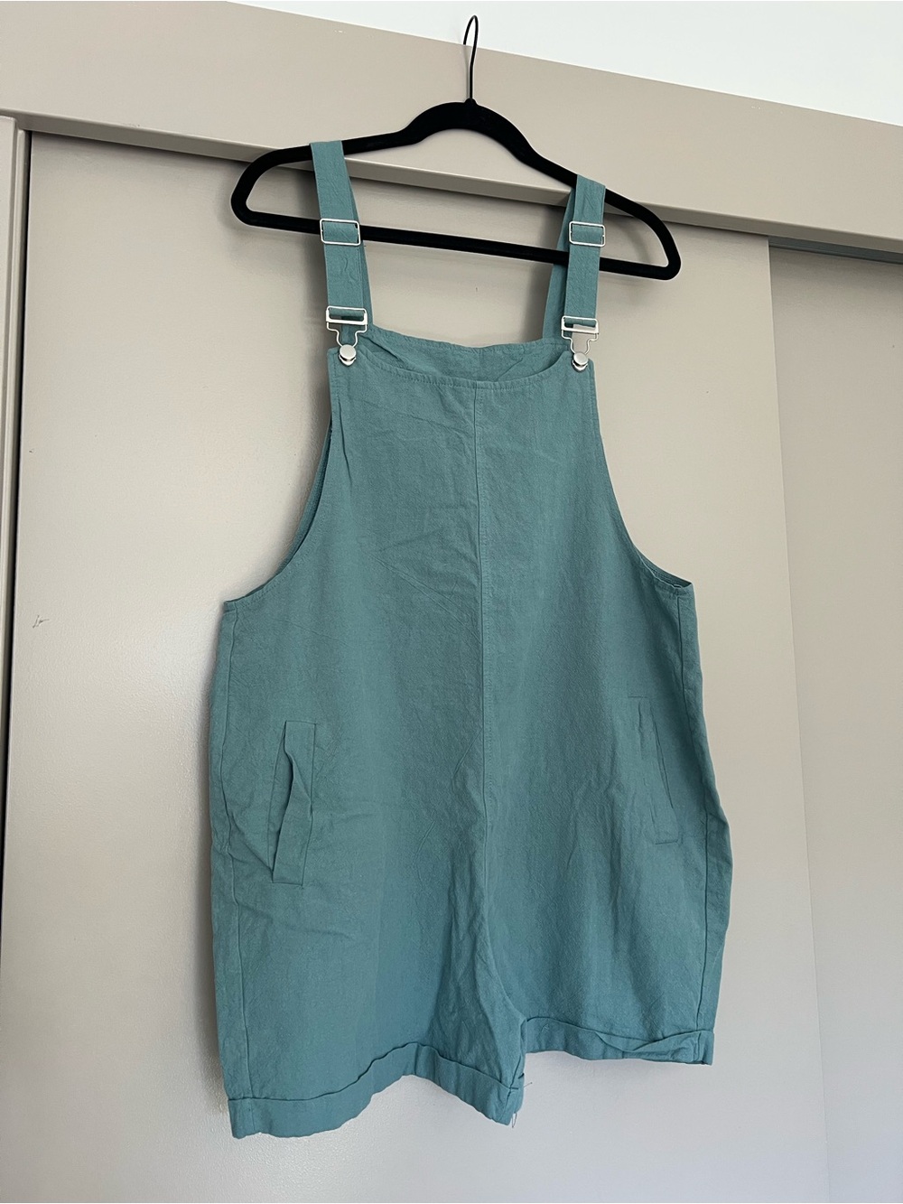 Green Linen Short Overalls